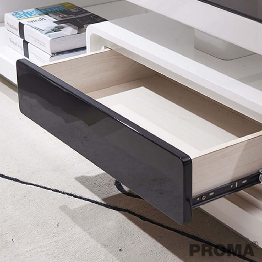 [Pre-order] ชั้นวางทีวี ท็อปกระจกสีดำ Proma-TVS-08-02 สีดำ/ขาว_4